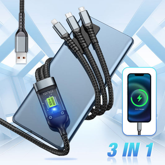 Superszybkie ładowanie 100 W, przezroczysty kabel do transmisji danych 3 w 1